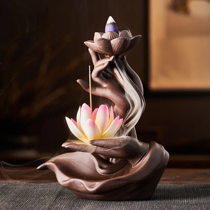Poêle Encens Céramique Main Bouddha Reflux Zen