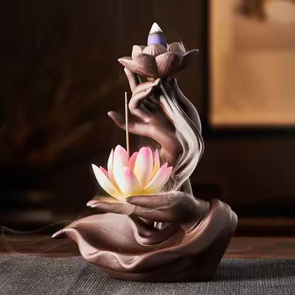 Poêle Encens Céramique Main Bouddha Reflux Zen
