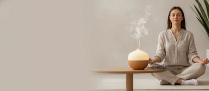 Diffuseur d'huiles essentielles lumineux design bois et blanc