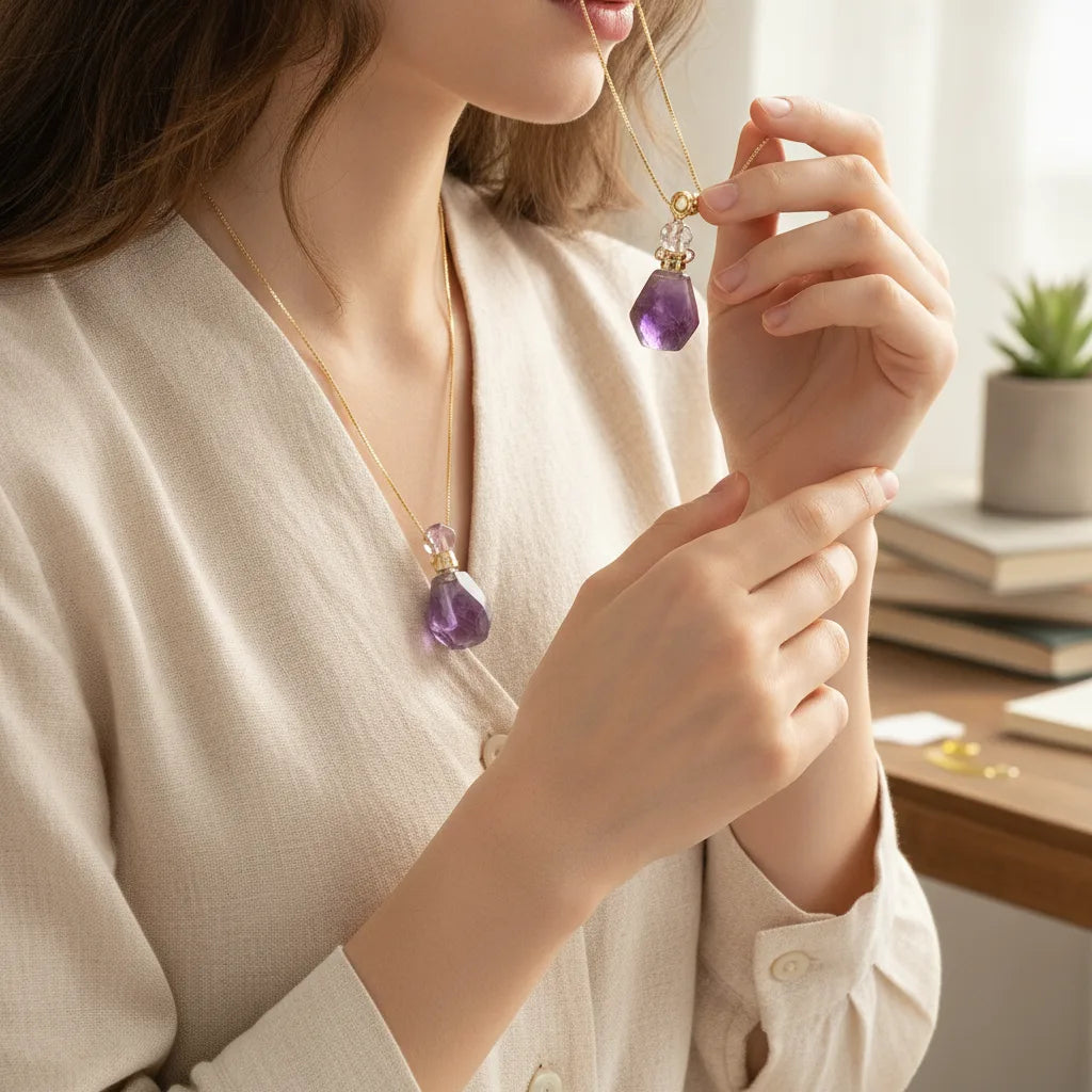 Collier Améthyste Diffuseur Huiles Essentielles