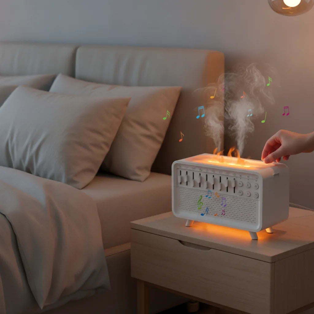 Humidificateur Flamme Bluetooth : Ambiance Relaxante & Sommeil Paisible