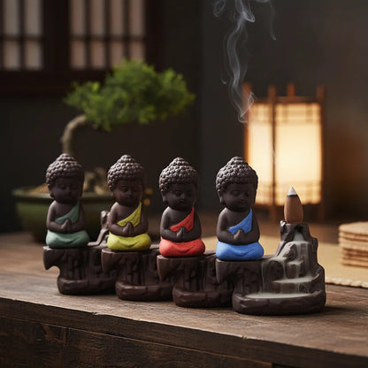 Brûleur Encens Cascade Moine Mignon Céramique Zen