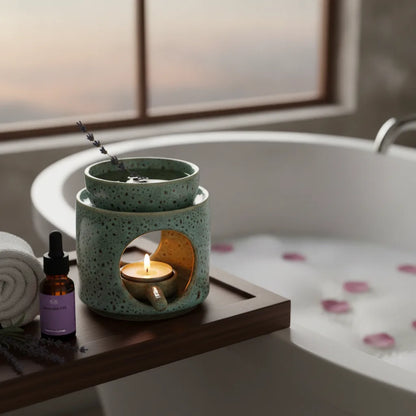Four d'Aromathérapie Cylindrique Vert en Céramique