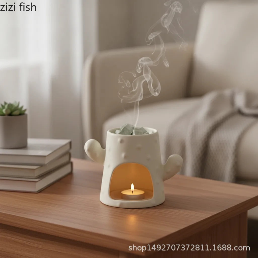 Brûleur d'Encens & Huiles Essentielles en Céramique Élégante