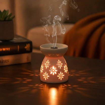 Brûleur d'Encens Oriental Céramique Blanche
