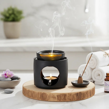 Bougeoir Chauffant Céramique 3-en-1 Aromathérapie & Encens