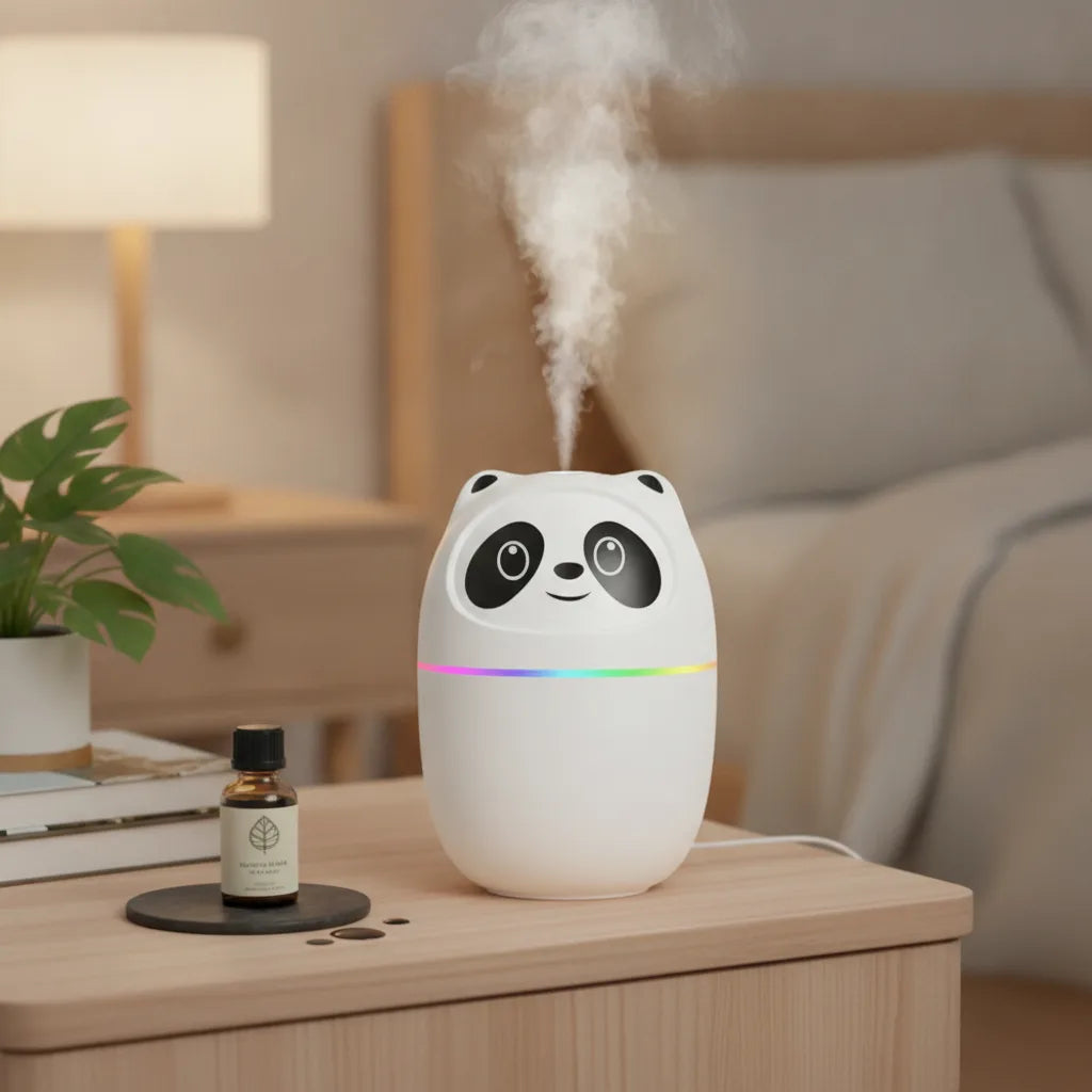 Humidificateur Panda : Brume Fraîche & Diffuseur Huiles Essentielles