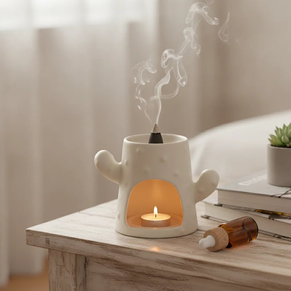 Brûleur d'Encens & Huiles Essentielles en Céramique Élégante