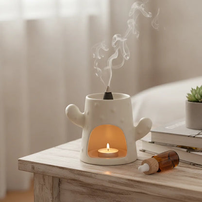 Brûleur d'Encens & Huiles Essentielles en Céramique Élégante