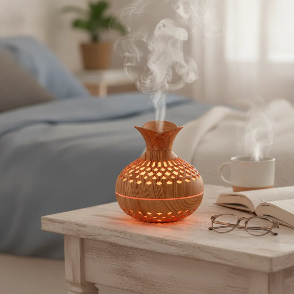Humidificateur Design Grain de Bois Multifonction