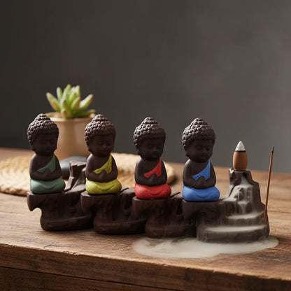 Brûleur Encens Cascade Moine Mignon Céramique Zen