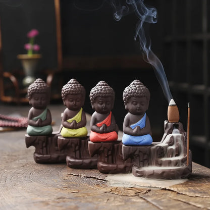 Brûleur Encens Cascade Moine Mignon Céramique Zen