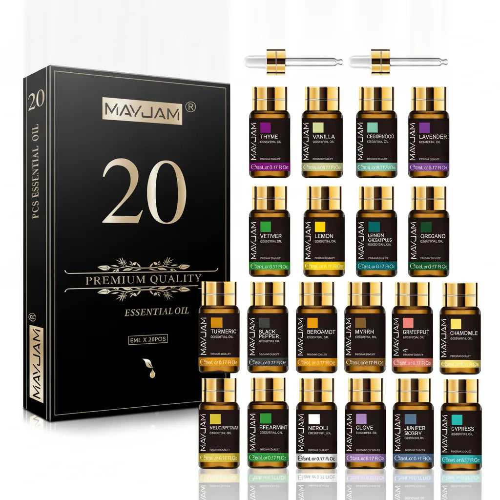 Coffret 20 Huiles Essentielles MAYJAM : Aromathérapie Pure