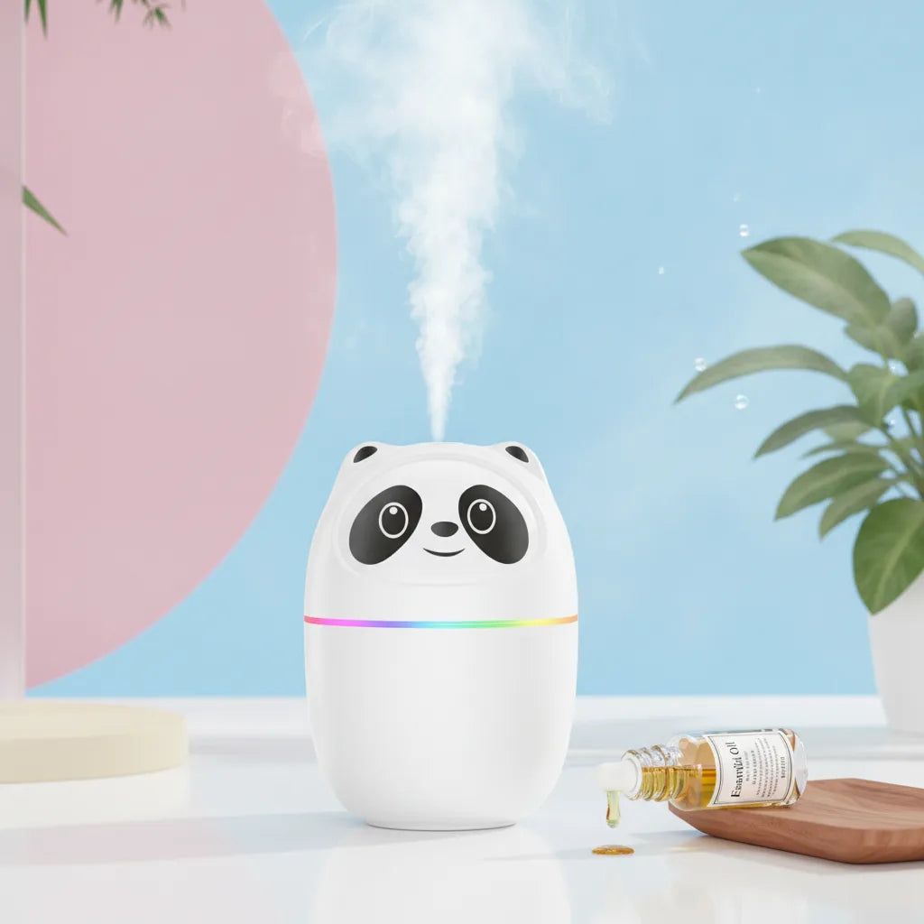 Humidificateur Panda : Brume Fraîche & Diffuseur Huiles Essentielles