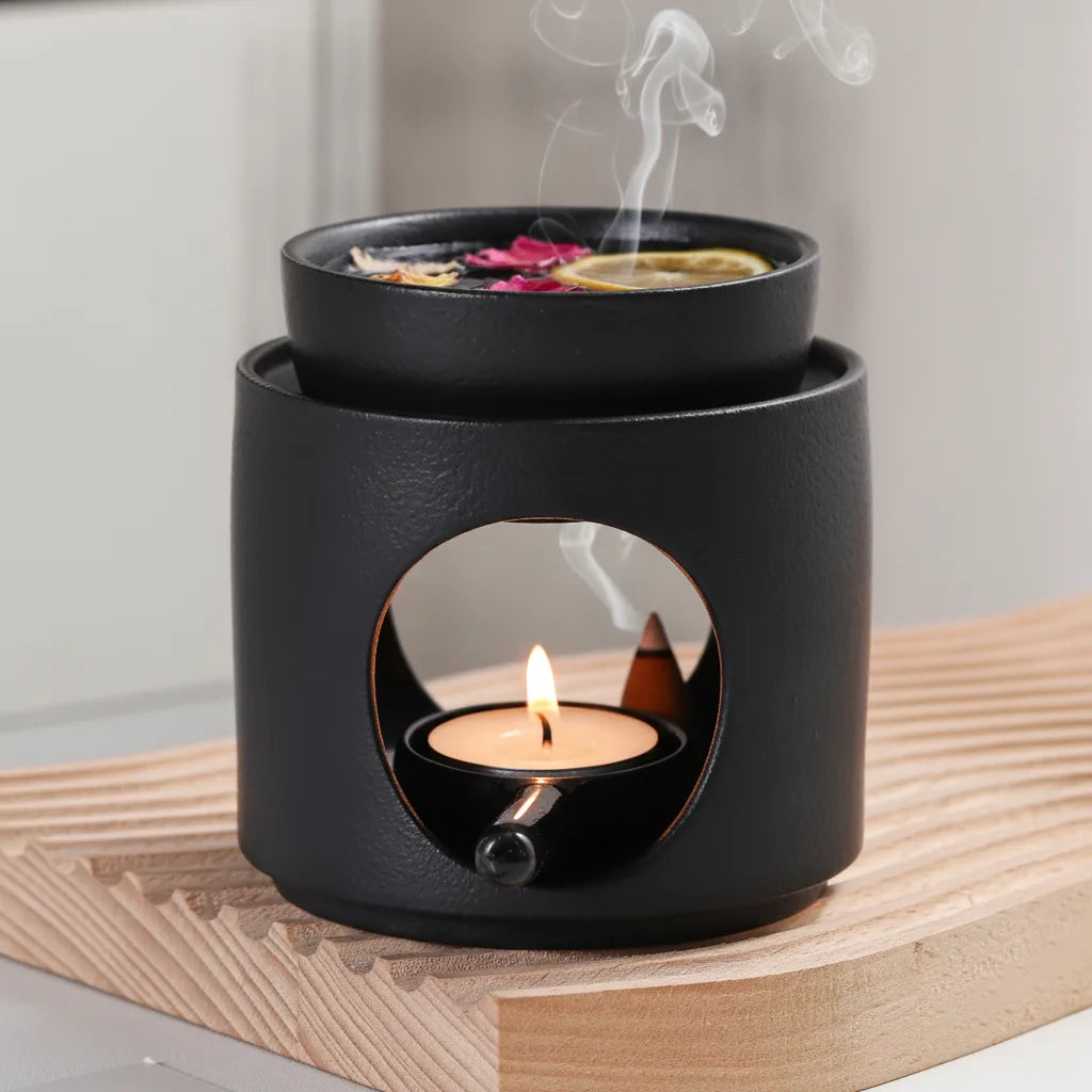 Bougeoir Chauffant Céramique 3-en-1 Aromathérapie & Encens