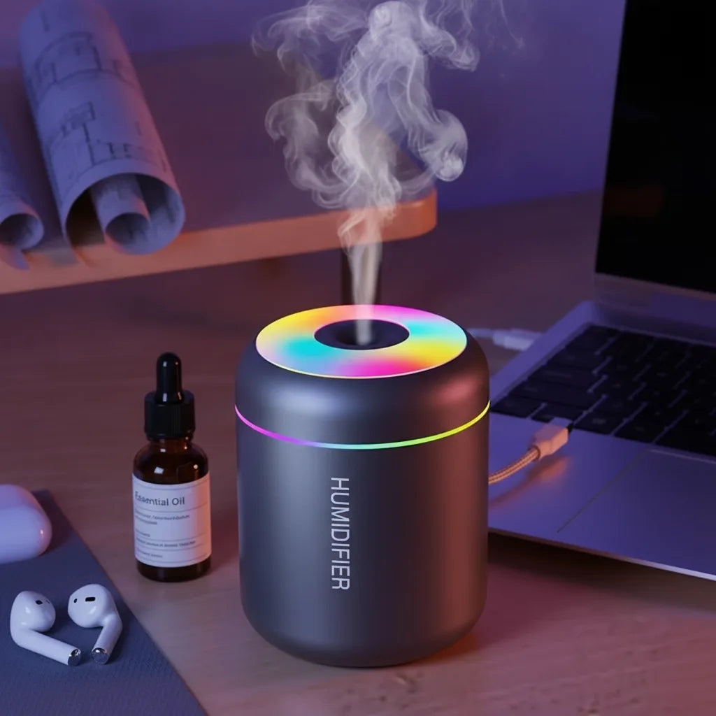 Mini Humidificateur USB Aromathérapie & Lumière Ambiante