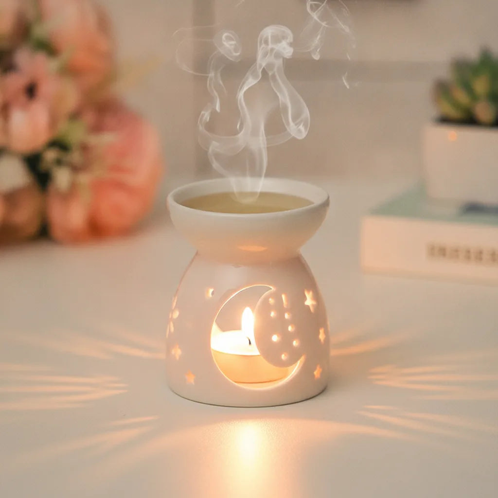 Brûleur d'Encens Oriental Céramique Blanche
