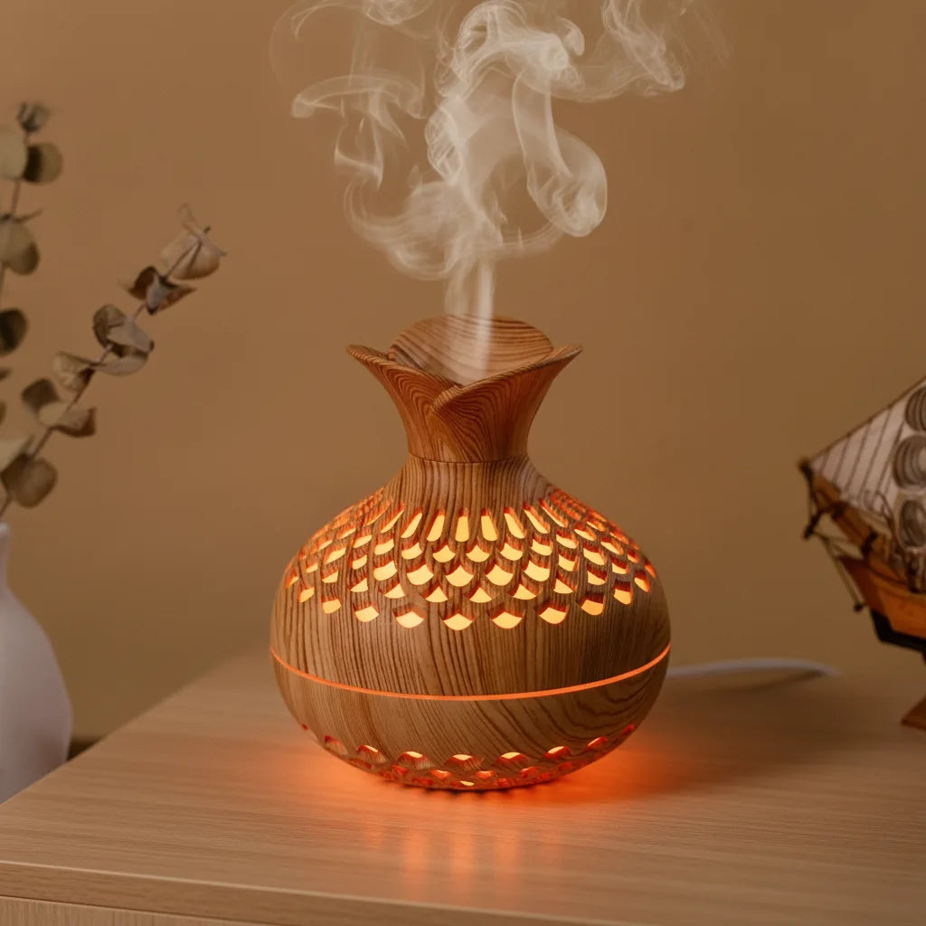 Humidificateur Design Grain de Bois Multifonction